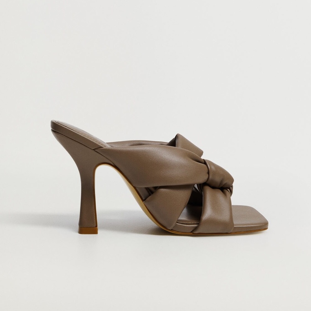 Mango Brown Heeled Knot Sandals